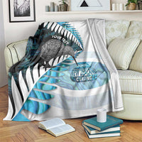 New Zealand Silver Fern Curling Personalised Blanket Aotearoa Kiwi Ponga Paua Shell Version LT14 Black - Polynesian Pride