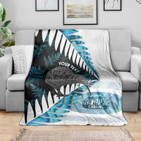New Zealand Silver Fern Curling Personalised Blanket Aotearoa Kiwi Ponga Paua Shell Version LT14 - Polynesian Pride
