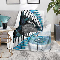 New Zealand Silver Fern Curling Personalised Blanket Aotearoa Kiwi Ponga Paua Shell Version LT14 - Polynesian Pride