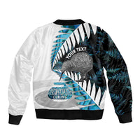 New Zealand Silver Fern Curling Personalised Bomber Jacket Aotearoa Kiwi Ponga Paua Shell Version LT14 - Polynesian Pride