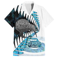 New Zealand Silver Fern Curling Personalised Family Matching Off Shoulder Short Dress and Hawaiian Shirt Aotearoa Kiwi Ponga Paua Shell Version - Polynesian Pride