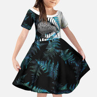 New Zealand Silver Fern Curling Personalised Family Matching Summer Maxi Dress and Hawaiian Shirt Aotearoa Kiwi Ponga Paua Shell Version - Polynesian Pride