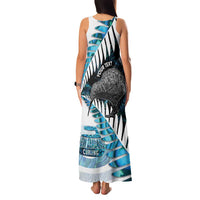 New Zealand Silver Fern Curling Personalised Family Matching Tank Maxi Dress and Hawaiian Shirt Aotearoa Kiwi Ponga Paua Shell Version - Polynesian Pride