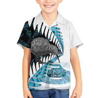 New Zealand Silver Fern Curling Personalised Family Matching Tank Maxi Dress and Hawaiian Shirt Aotearoa Kiwi Ponga Paua Shell Version - Polynesian Pride