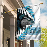 New Zealand Silver Fern Curling Personalised Garden Flag Aotearoa Kiwi Ponga Paua Shell Version LT14 House Flag Black - Polynesian Pride