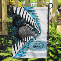 New Zealand Silver Fern Curling Personalised Garden Flag Aotearoa Kiwi Ponga Paua Shell Version LT14 Garden Flag Black - Polynesian Pride