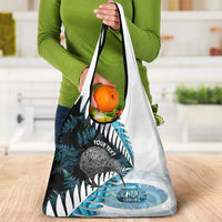 New Zealand Silver Fern Curling Personalised Grocery Bag Aotearoa Kiwi Ponga Paua Shell Version LT14 - Polynesian Pride