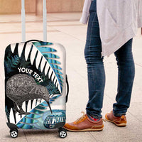 New Zealand Silver Fern Curling Personalised Luggage Cover Aotearoa Kiwi Ponga Paua Shell Version - Polynesian Pride