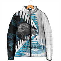 New Zealand Silver Fern Curling Personalised Padded Jacket Aotearoa Kiwi Ponga Paua Shell Version LT14 - Polynesian Pride