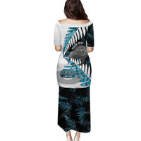 New Zealand Silver Fern Curling Personalised Puletasi Aotearoa Kiwi Ponga Paua Shell Version LT14 - Polynesian Pride