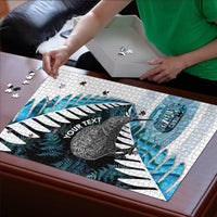 New Zealand Silver Fern Curling Personalised Puzzle Aotearoa Kiwi Ponga Paua Shell Version LT14 - Polynesian Pride