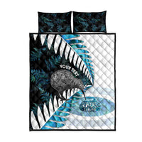 New Zealand Silver Fern Curling Personalised Quilt Bed Set Aotearoa Kiwi Ponga Paua Shell Version - Polynesian Pride