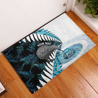 New Zealand Silver Fern Curling Personalised Rubber Doormat Aotearoa Kiwi Ponga Paua Shell Version LT14 - Polynesian Pride