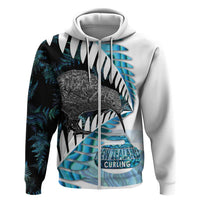 New Zealand Silver Fern Curling Personalised Zip Hoodie Aotearoa Kiwi Ponga Paua Shell Version LT14 Zip Hoodie Black - Polynesian Pride
