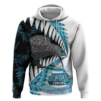 New Zealand Silver Fern Curling Personalised Zip Hoodie Aotearoa Kiwi Ponga Paua Shell Version LT14 Pullover Hoodie Black - Polynesian Pride