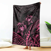 Pink Black Polynesia Floral Sea Turtle Blanket LT14 - Polynesian Pride