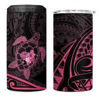 Pink Black Polynesia Floral Sea Turtle 4 in 1 Can Cooler Tumbler LT14 One Size: 16 oz Black - Polynesian Pride