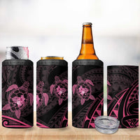 Pink Black Polynesia Floral Sea Turtle 4 in 1 Can Cooler Tumbler LT14 - Polynesian Pride