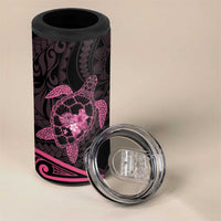 Pink Black Polynesia Floral Sea Turtle 4 in 1 Can Cooler Tumbler LT14 - Polynesian Pride