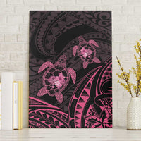Pink Black Polynesia Floral Sea Turtle Canvas Wall Art LT14 Without Frame Black - Polynesian Pride