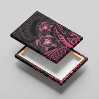 Pink Black Polynesia Floral Sea Turtle Canvas Wall Art LT14 - Polynesian Pride