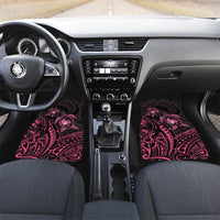 Pink Black Polynesia Floral Sea Turtle Car Mats LT14 Set 2pcs - Front Black - Polynesian Pride