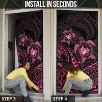 Pink Black Polynesia Floral Sea Turtle Door Cover LT14 - Polynesian Pride