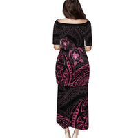 Pink Black Polynesia Floral Sea Turtle Family Matching Puletasi and Hawaiian Shirt LT14 - Polynesian Pride