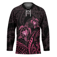 Pink Black Polynesia Floral Sea Turtle Hockey Jersey LT14 Unisex Black - Polynesian Pride
