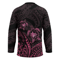 Pink Black Polynesia Floral Sea Turtle Hockey Jersey LT14 - Polynesian Pride