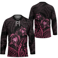 Pink Black Polynesia Floral Sea Turtle Hockey Jersey LT14 - Polynesian Pride