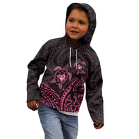 Pink Black Polynesia Floral Sea Turtle Kid Hoodie LT14 - Polynesian Pride