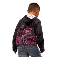 Pink Black Polynesia Floral Sea Turtle Kid Hoodie LT14 - Polynesian Pride