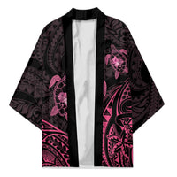 Pink Black Polynesia Floral Sea Turtle Kimono LT14 Unisex Black - Polynesian Pride