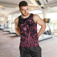 Pink Black Polynesia Floral Sea Turtle Men Tank Top LT14 Black - Polynesian Pride