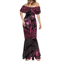 Pink Black Polynesia Floral Sea Turtle Mermaid Dress LT14 - Polynesian Pride