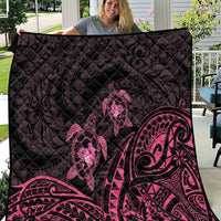Pink Black Polynesia Floral Sea Turtle Quilt - Polynesian Pride