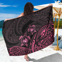 Pink Black Polynesia Floral Sea Turtle Sarong - Polynesian Pride