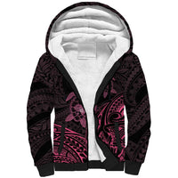 Pink Black Polynesia Floral Sea Turtle Sherpa Hoodie LT14 Unisex Black - Polynesian Pride