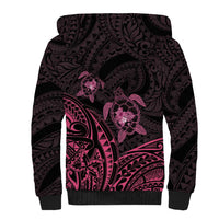 Pink Black Polynesia Floral Sea Turtle Sherpa Hoodie LT14 - Polynesian Pride