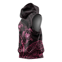 Pink Black Polynesia Floral Sea Turtle Sleeveless Hoodie LT14 - Polynesian Pride