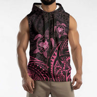 Pink Black Polynesia Floral Sea Turtle Sleeveless Zip Hoodie LT14 - Polynesian Pride