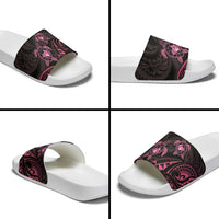 Pink Black Polynesia Floral Sea Turtle Slide Sandals LT14 - Polynesian Pride