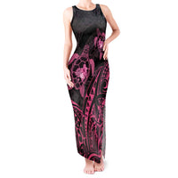 Pink Black Polynesia Floral Sea Turtle Tank Maxi Dress LT14 Women Black - Polynesian Pride