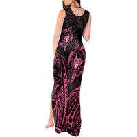 Pink Black Polynesia Floral Sea Turtle Tank Maxi Dress LT14 - Polynesian Pride