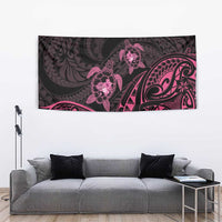 Pink Black Polynesia Floral Sea Turtle Tapestry LT14 - Polynesian Pride