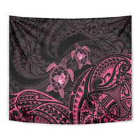 Pink Black Polynesia Floral Sea Turtle Tapestry LT14 - Polynesian Pride