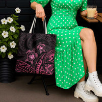 Pink Black Polynesia Floral Sea Turtle Tote Bag LT14 - Polynesian Pride