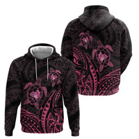 Pink Black Polynesia Floral Sea Turtle Zip Hoodie LT14 - Polynesian Pride