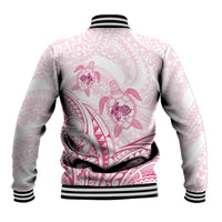 Pink White Polynesia Floral Sea Turtle Baseball Jacket LT14 - Polynesian Pride